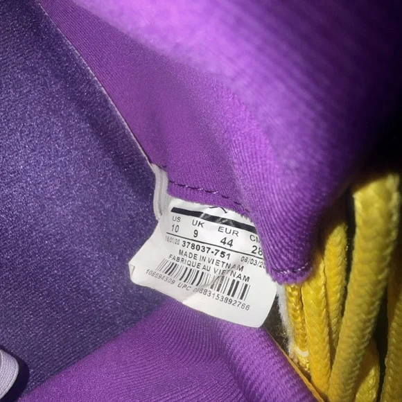 Like New Custom Yellow and Purple 11s  Size 10 - Picture 6 of 6